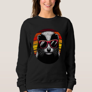 Skunk Retro Vintage Sunset Animal Sunglasses 70s Sweatshirt