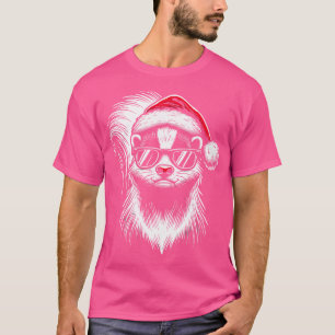 Skunk Santa Hat Christmas Funny Skunk Xmas T-Shirt