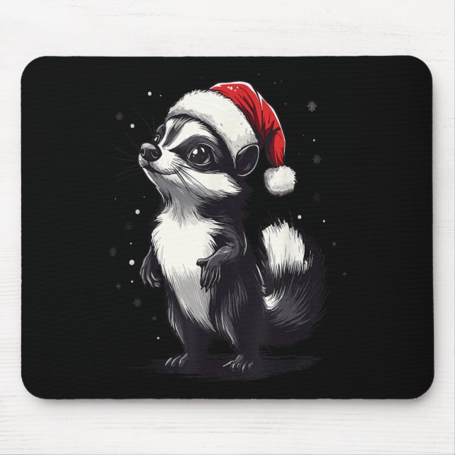 Skunk Santa Hat Funny Xmas Skunk Lovers Christmas  Mouse Mat (Front)