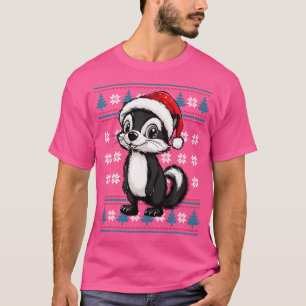 Skunk Santa Hat Ugly Christmas Skunk Lovers Holida T-Shirt