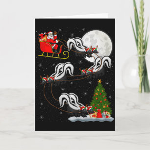 Skunk Santa Sleigh Flying Funny Magical Christmas  Card