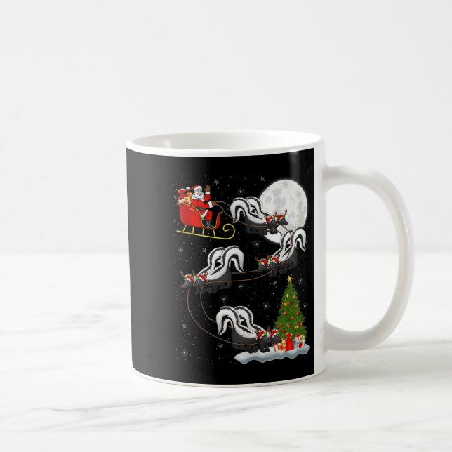 Skunk Santa Sleigh Flying Funny Magical Christmas  Coffee Mug (Right)