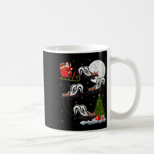 Skunk Santa Sleigh Flying Funny Magical Christmas  Coffee Mug (Right)