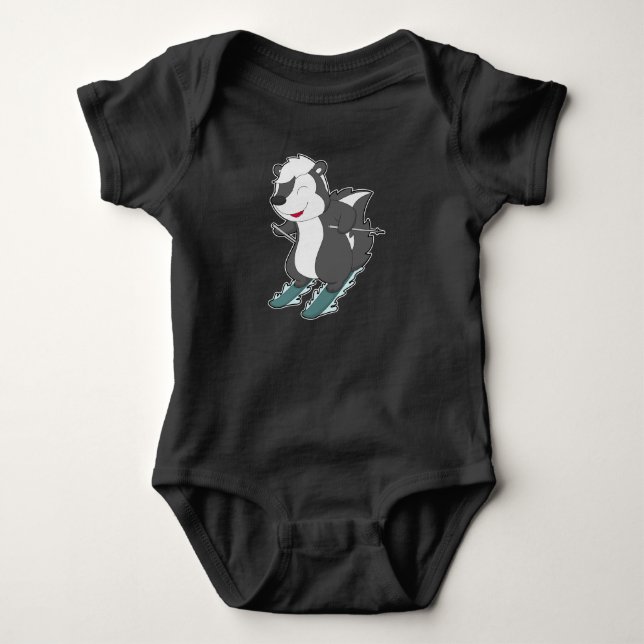 Skunk Skier Ski Baby Bodysuit (Front)