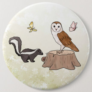 Skunk und Eule  6 Cm Round Badge