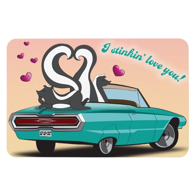 Skunk Valentine's Day Magnet  (Horizontal)