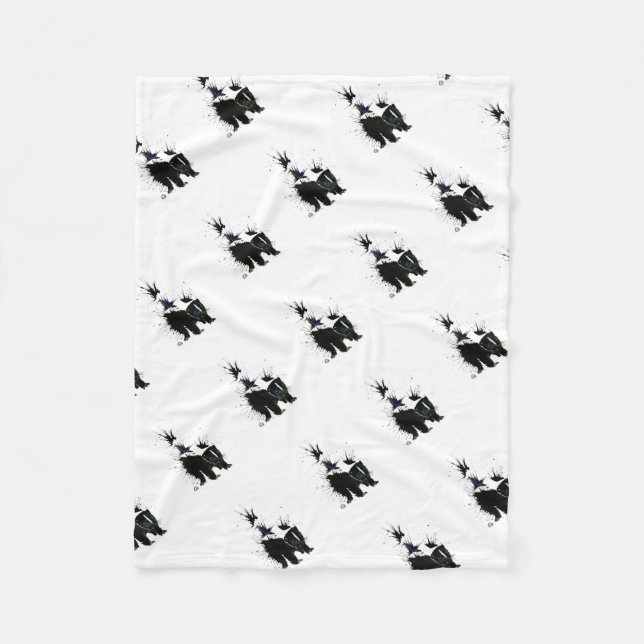 Skunk watercolour painting fleece blanket (Front)