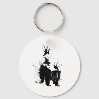 Skunk watercolour painting key ring
