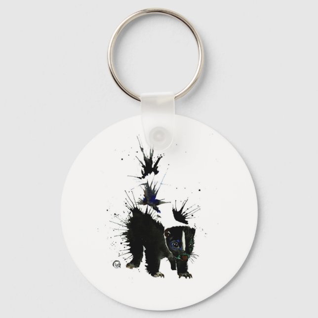 Skunk watercolour painting key ring (Front)