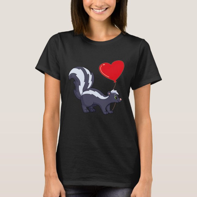 Skunk With Heart Balloon Valentines Day Love Boys T-Shirt (Front)