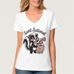 Skunk with Perfume Bottle Design T-Shirt