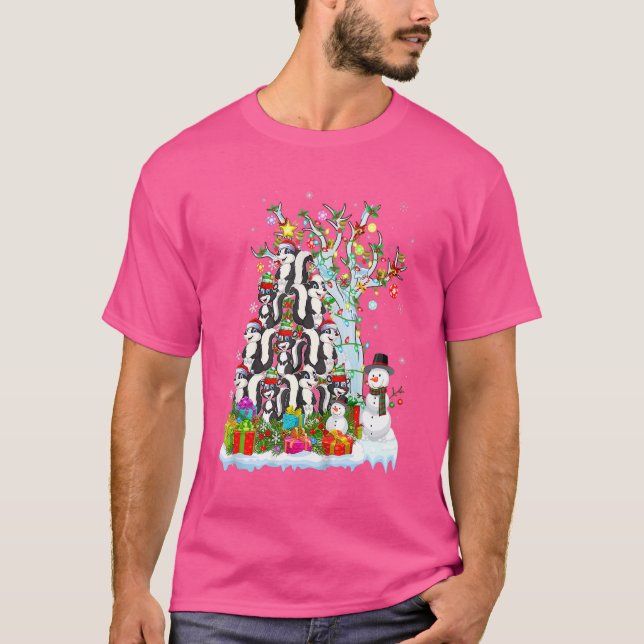 Skunk X-mas Tree Lighting Santa's Hat Skunk Funny  T-Shirt (Front)