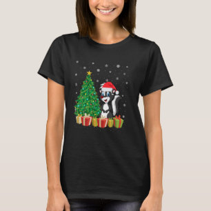Skunk Xmas Tree Lighting Santa Hat Skunk Christmas T-Shirt