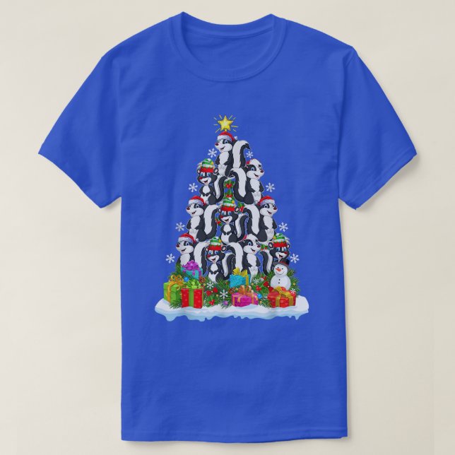 Skunk Xmas Tree Lighting Santa Skunk Christmas  T-Shirt (Design Front)