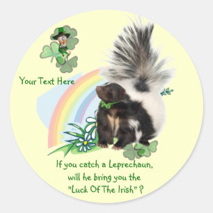 Skunks, Leprechauns and the "Luck Of The Irish" Classic Round Sticker