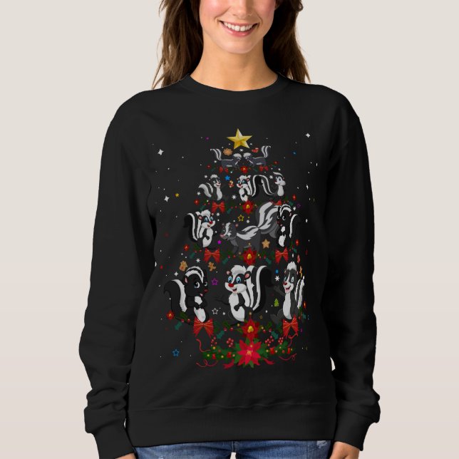 Skunks Xmas Tree Gift Santa Hat Skunks Christmas Sweatshirt (Front)