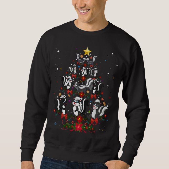 Skunks Xmas Tree Gift Santa Hat Skunks Christmas Sweatshirt (Front)