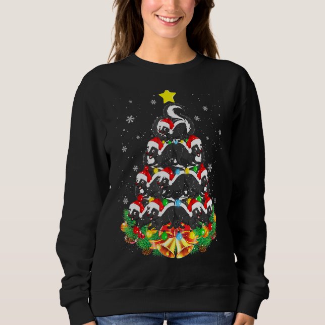 Skunks Xmas Tree Santa Hat Skunks Christmas Sweatshirt (Front)