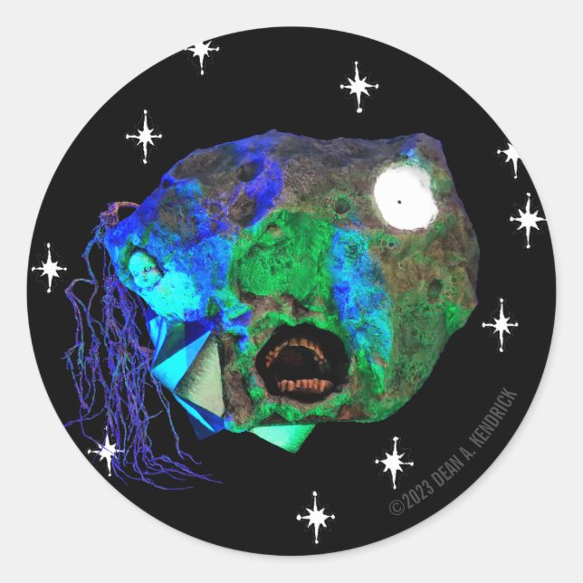 Skwot Above Master Asteroidhead with Stars Classic Round Sticker (Front)