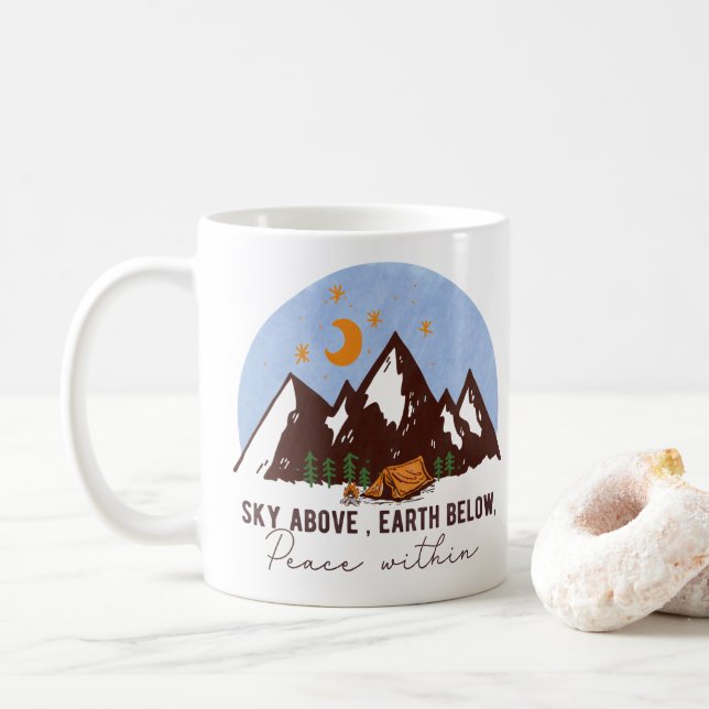 Sky Above, Earth Below, Peace Within Coffee Mug (With Donut)
