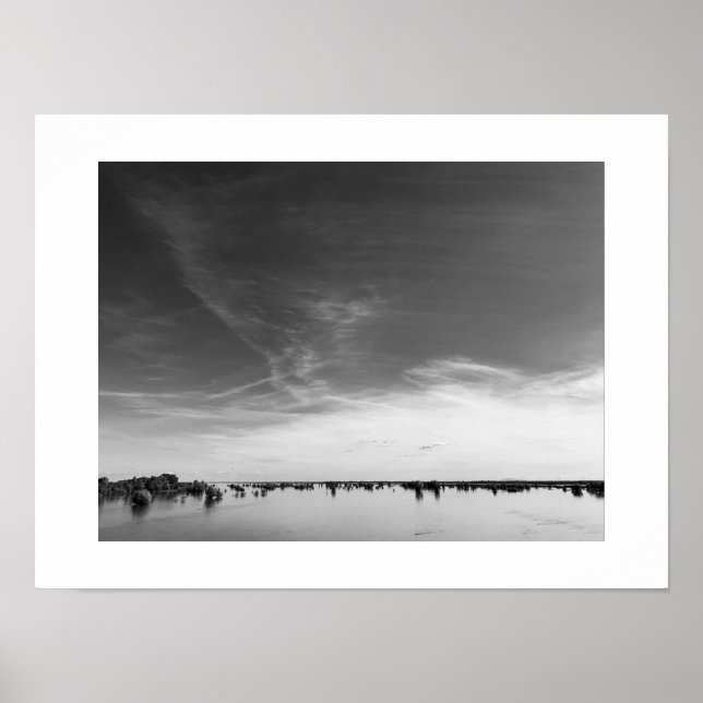 Sky Above Water Black and White Photography  Poster (Front)