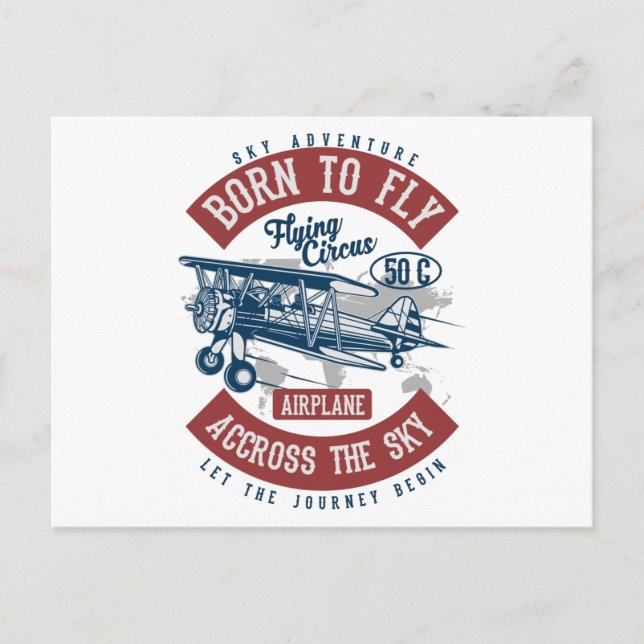Sky Adventure Born To Fly Postcard (Front)