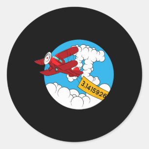 Sky Aeroplane Funny Maths Nerd Birthday Gift Pi Da Classic Round Sticker