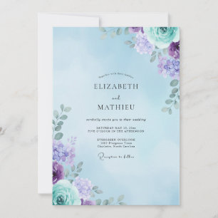 Sky Amethyst Painted Wedding Invitation