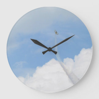 Sky and Airplane Large Clock