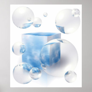 sky and clouds reflecting in the air bubbles poster