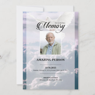 Sky and Dove Funeral Prayer Card Template