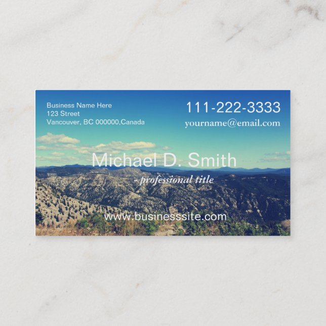 sky and mountain landscape picture professional business card (Back)