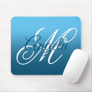 Sky and Ocean Blue Ombre Personalised Monogram Mouse Mat