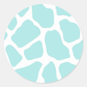 Sky and White Giraffe Print Classic Round Sticker