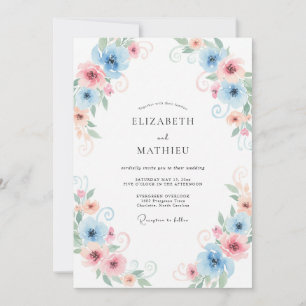 Sky Apricot Vine Wedding Invitation