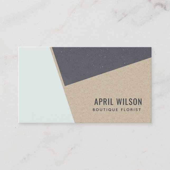 Sky Aqua Blue Kraft Black Ceramic Geometric Business Card (Front)