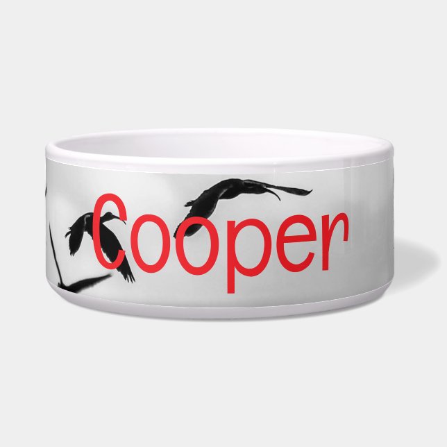 Sky Birds Pet Bowl with COOPER Text (Front)
