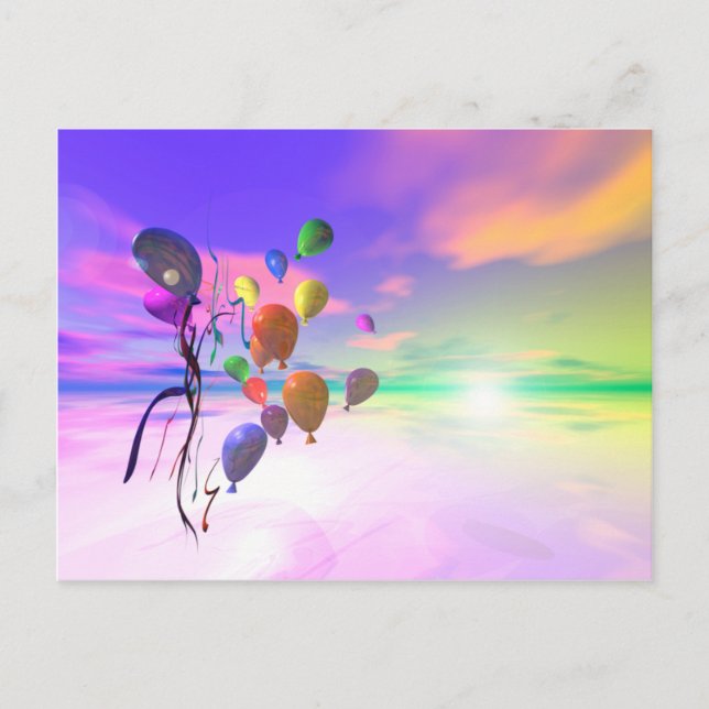 Sky Birthday Balloons Postcard (Front)