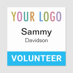 Sky Blue 2x2 Volunteer Badge Logo Pin or Magnetic