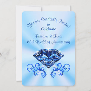 Sky Blue 65th Wedding Anniversary Custom Order Invitation