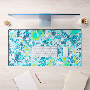 Sky blue abstract art pouring dots desk mat