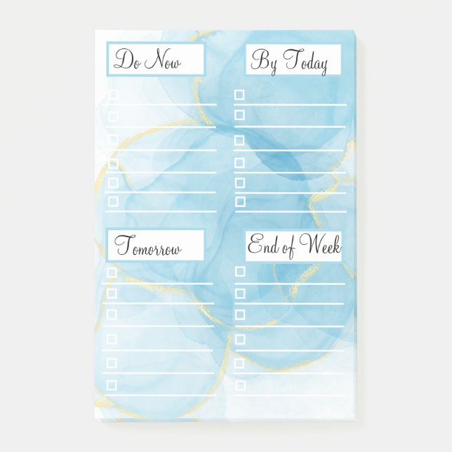 Sky Blue Alcohol Ink Abstract To Do List N Post-it Notes (Front)
