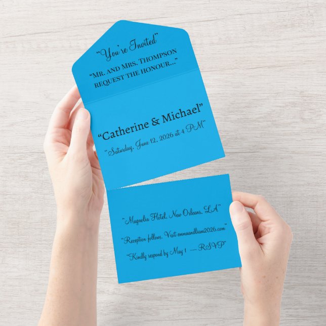 Sky Blue All-in-One Invite | Modern Summer Look (Tearaway)