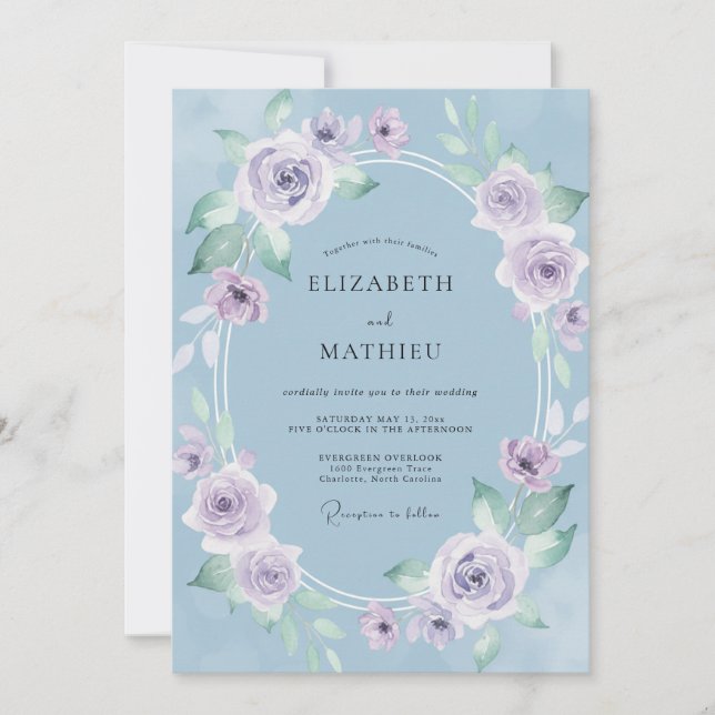 Sky Blue Alluring Spring Wedding Invitation (Front)