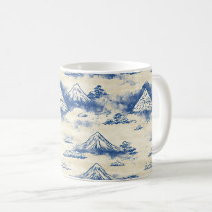 Sky Blue Alpine Mountain Scenic Watercolor Coffee Mug
