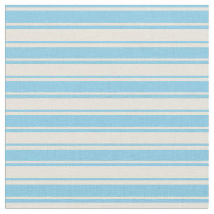 Sky Blue and Beige Coloured Lined/Striped Pattern Fabric