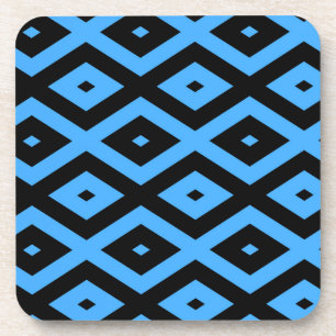 Sky blue and black diamond pattern coaster
