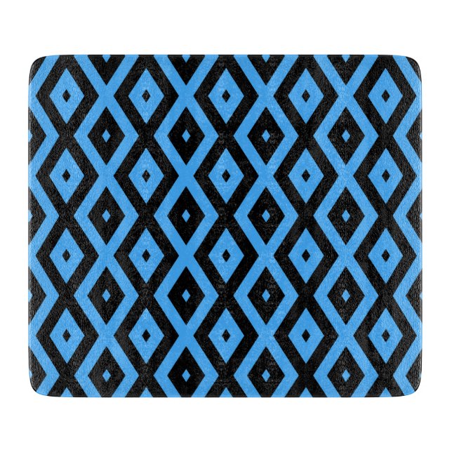Sky blue and black diamond pattern cutting board (Front)