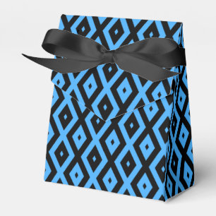 Sky blue and black diamond pattern favour box