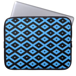 Sky blue and black diamond pattern laptop sleeve